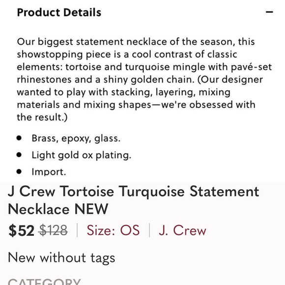 Jcrew tortoise turquoise statement necklace NEW - Picture 6 of 6